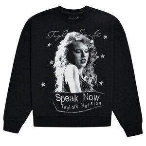 Taylor Swift Speak Now Taylor's Version Black Crewneck Sweatshirt Large Cotton